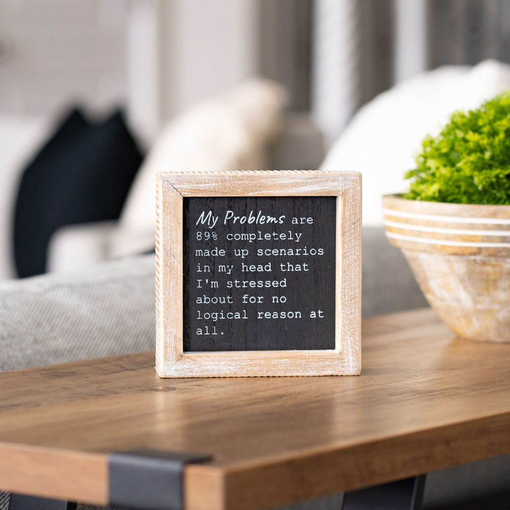 5" Reversible Wood Framed Sign - Browser and Problems | White and Black