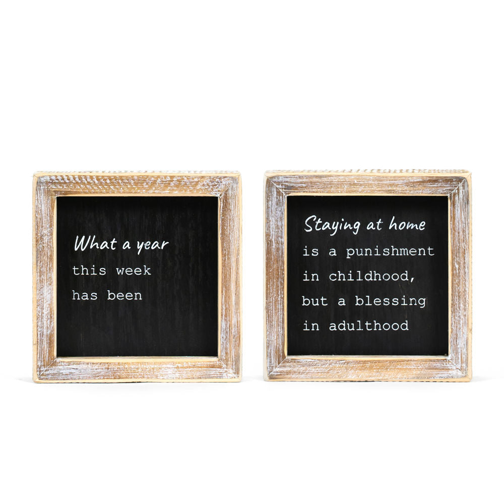 5" Reversible Wood Frame Sign - Year/Staying