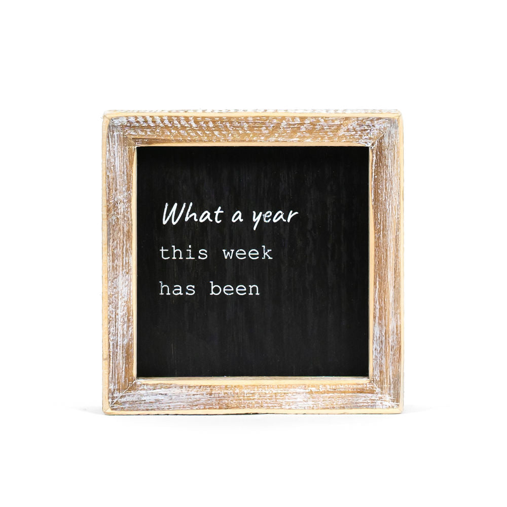 5" Reversible Wood Frame Sign - Year/Staying