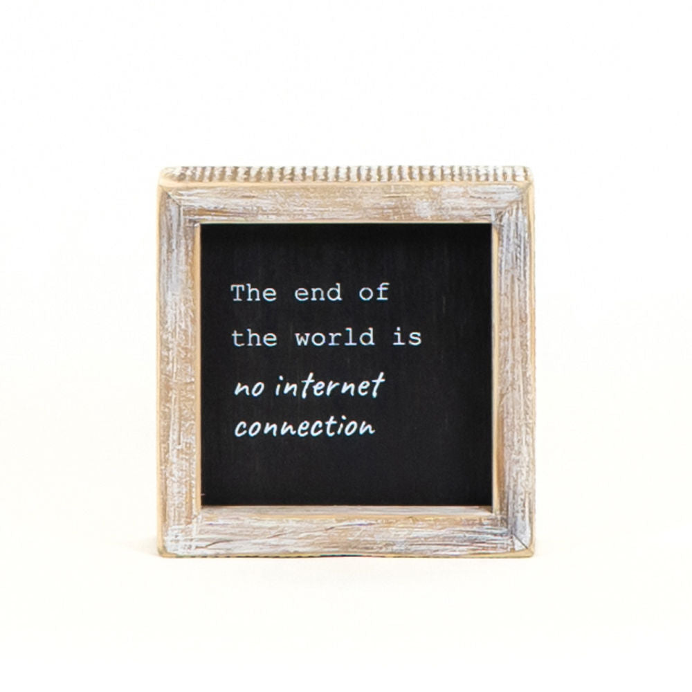 5" Reversible Wood Frame Sign - Autocorrect/Internet | Black and White