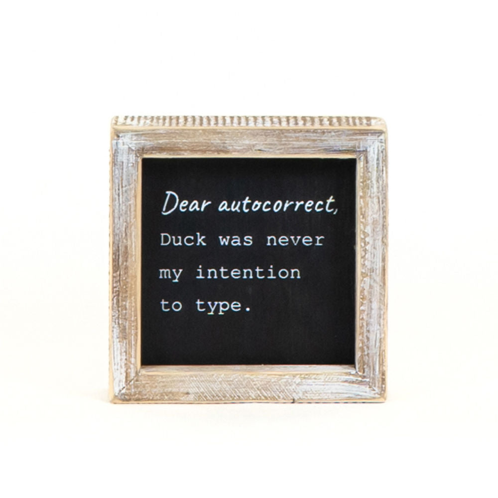 5" Reversible Wood Frame Sign - Autocorrect/Internet | Black and White