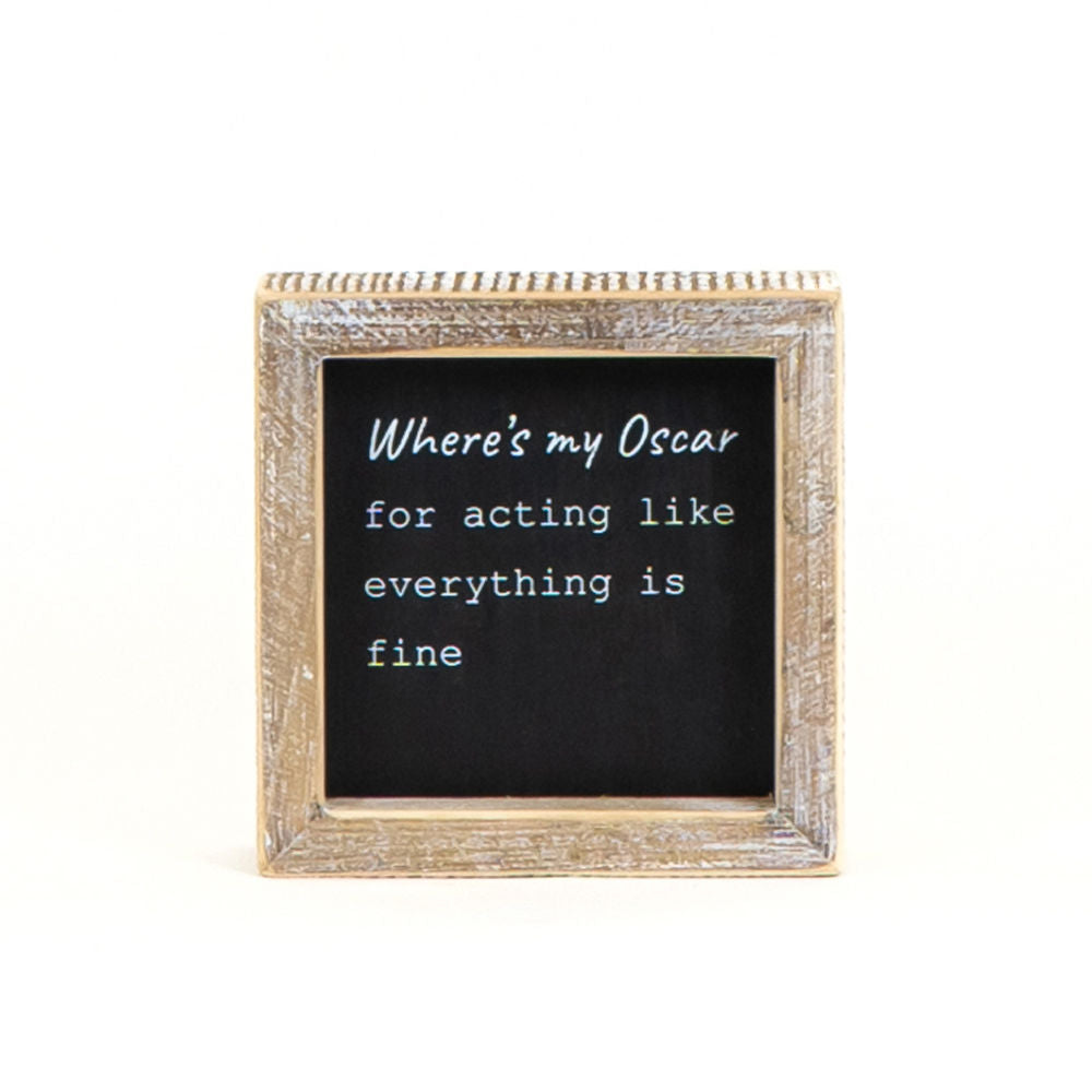 5" Reversible Wood Frame Sign - Oscar and Missed Calls | Black and White
