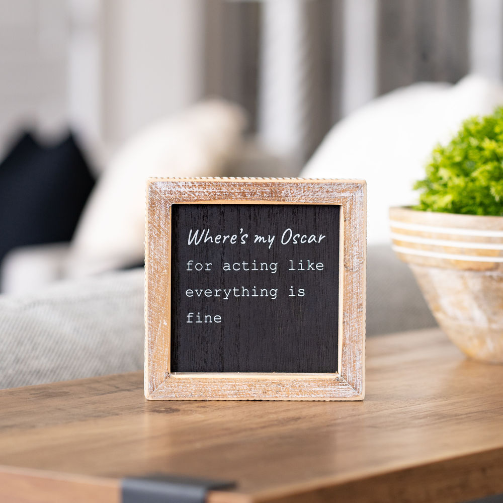 5" Reversible Wood Frame Sign - Oscar and Missed Calls | Black and White