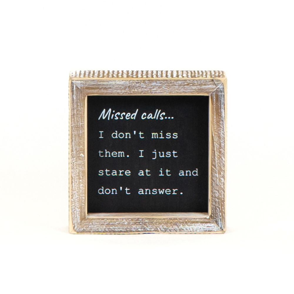 5" Reversible Wood Frame Sign - Oscar and Missed Calls | Black and White