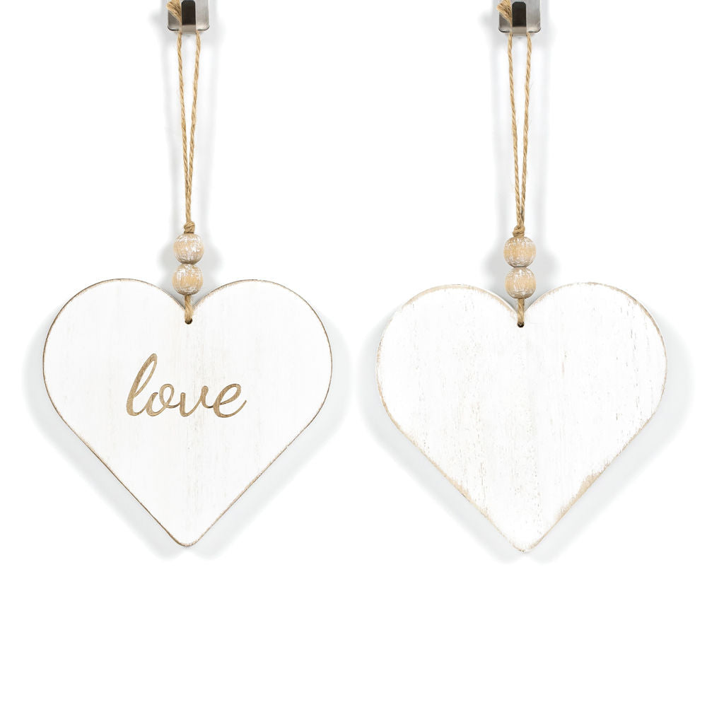 5" X 5.5" X .5" Reversible Wood Ornament (Love) Natural/White