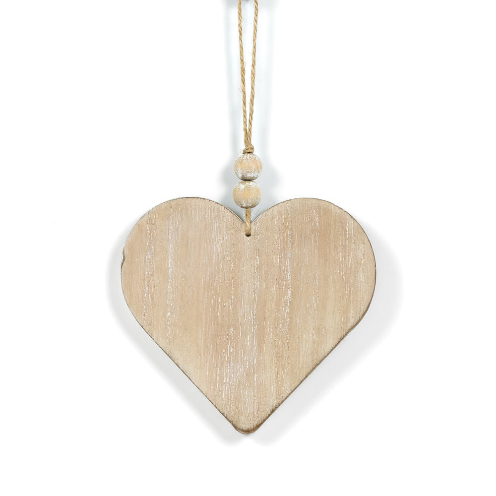 5" Reversible Wood Ornament - Love/Heart | Natural and White