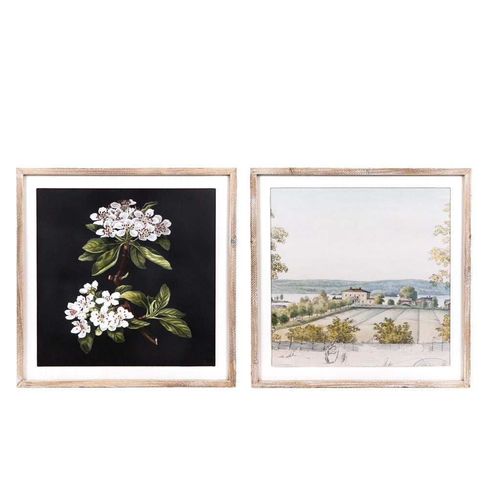 24.5" X 24.5" X 1.5" Reversible Wood Framed Sign (Flower/Landscape) Multicolor