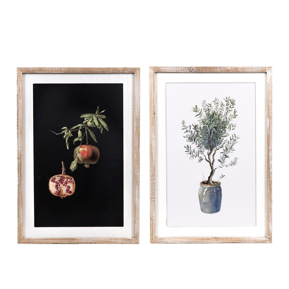 17" X 24.5" X 1.5" Reversible Wood Framed Sign (Pomegranate/Plant) Multicolor