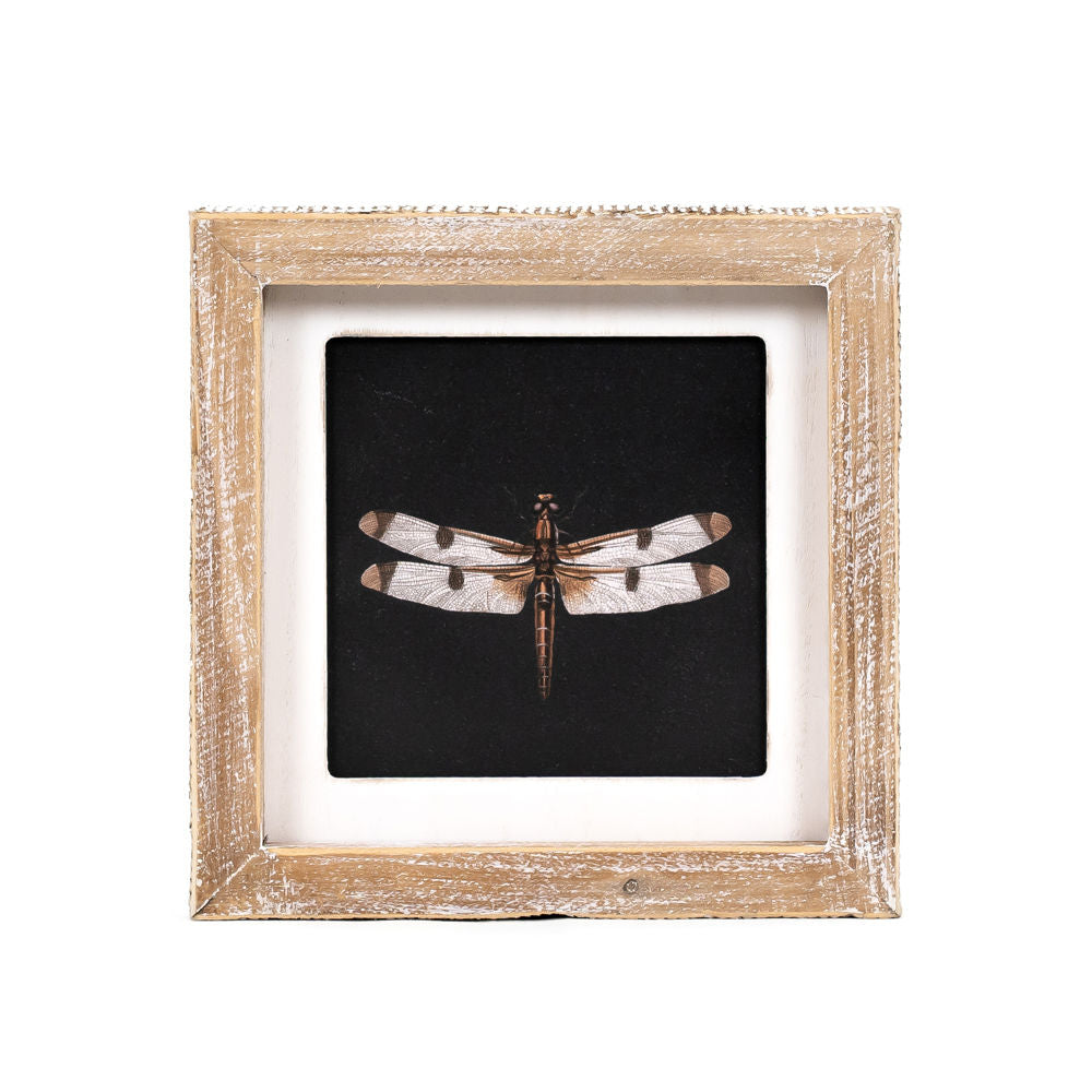 8" Reversible Wood Frame Sign - Dragonfly/Butterfly | Multicolor