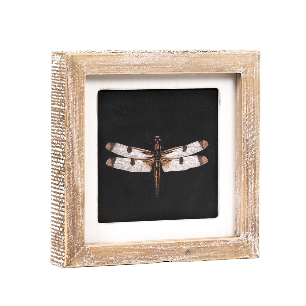 8" Reversible Wood Frame Sign - Dragonfly/Butterfly | Multicolor