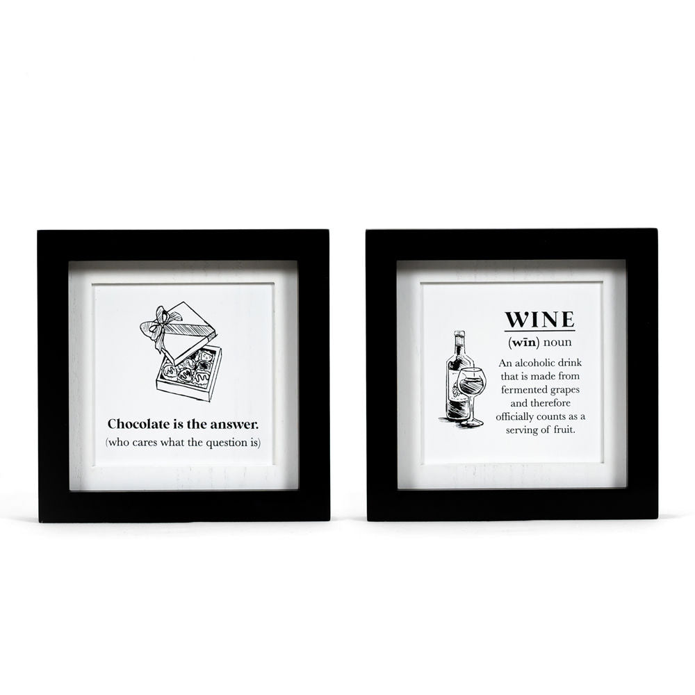 8" Reversible Wood Frame Sign - Chocolate/Wine | White and Black