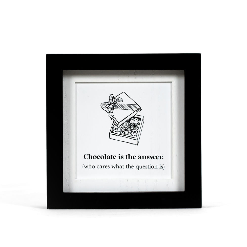 8" Reversible Wood Frame Sign - Chocolate/Wine | White and Black