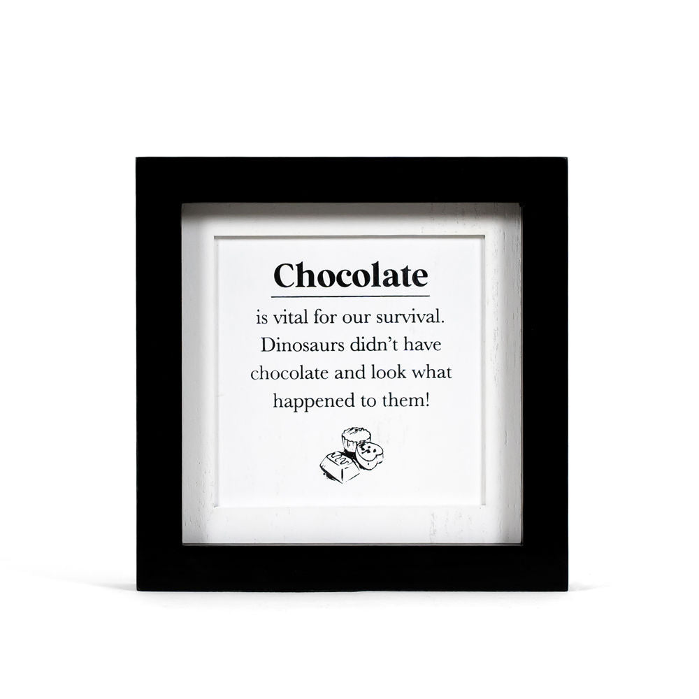 8" Reversible Wood Frame Sign - Raisins/Dinosaurs |  White and Black