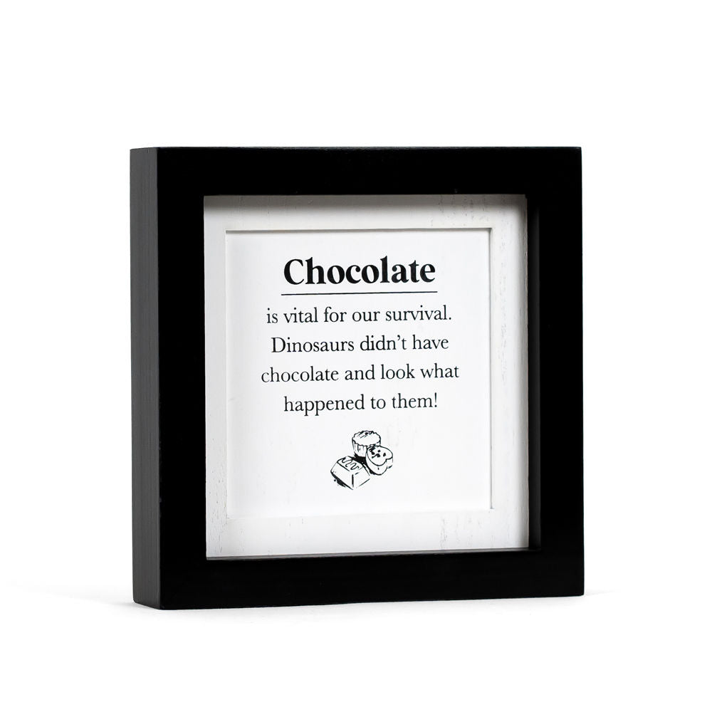 8" Reversible Wood Frame Sign - Raisins/Dinosaurs |  White and Black