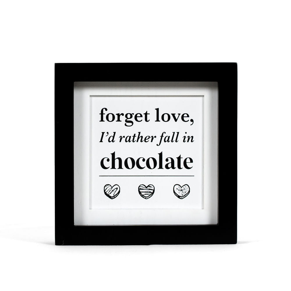 8" Reversible Wood Frame Sign - Love and Wine/Chocolate | White and Black