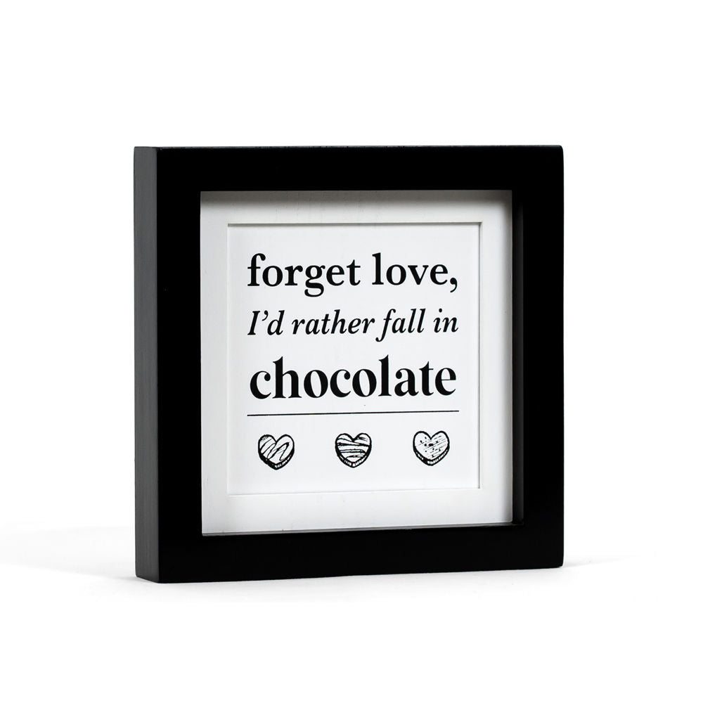 8" Reversible Wood Frame Sign - Love and Wine/Chocolate | White and Black