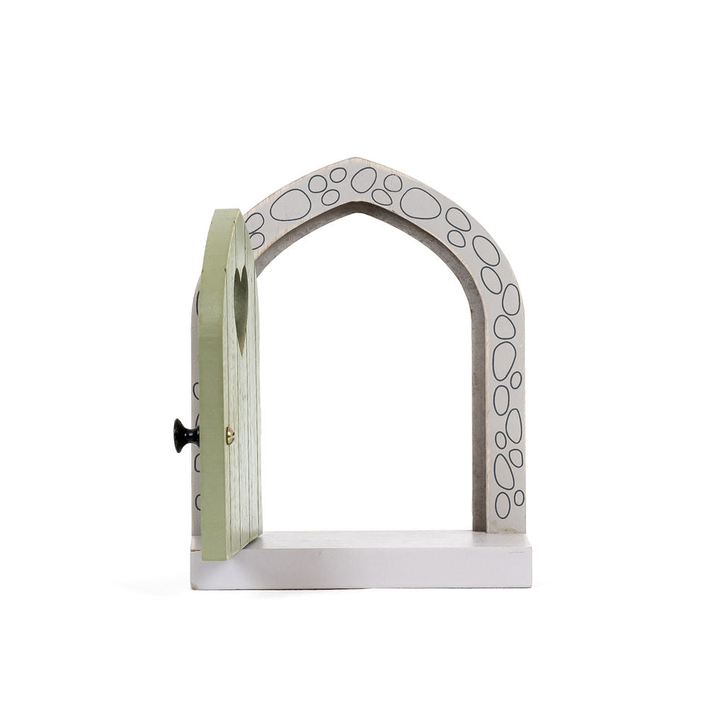 6" Wood Frame with Shelf - Fairy Door | Green and Gray