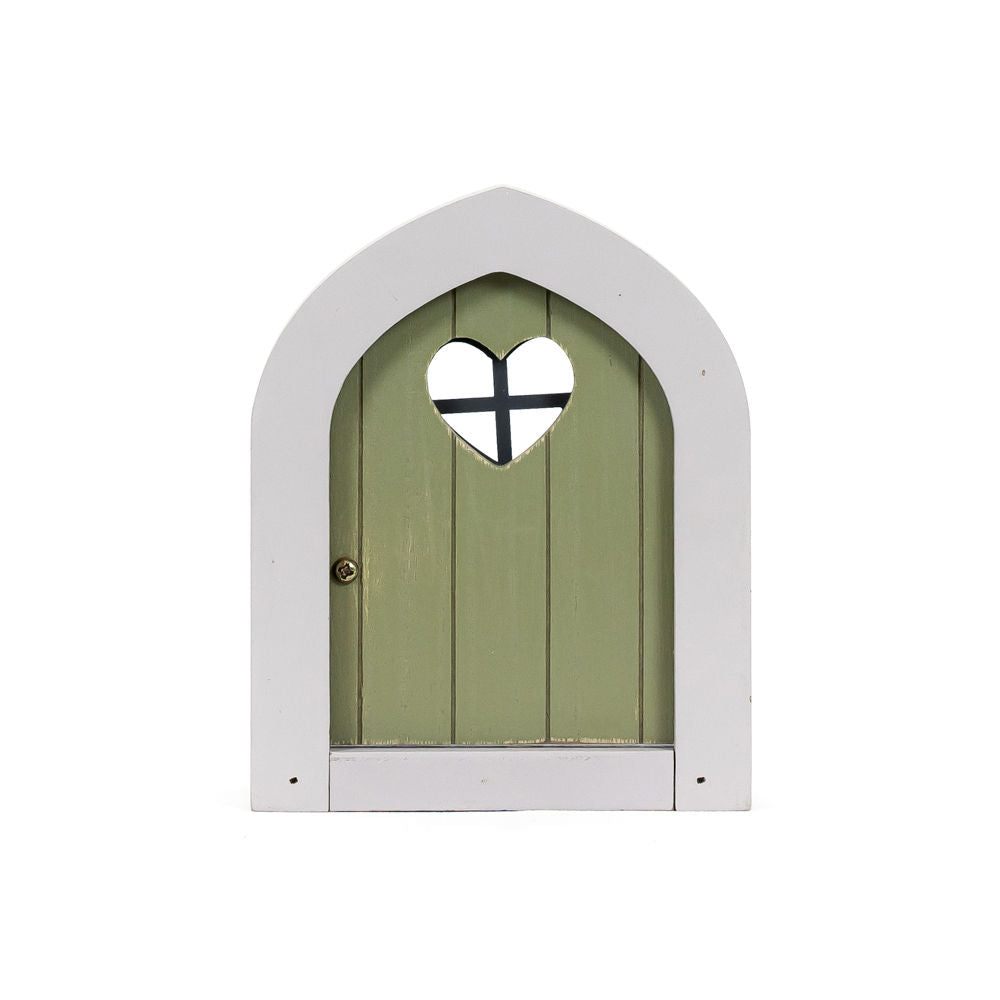6" Wood Frame with Shelf - Fairy Door | Green and Gray