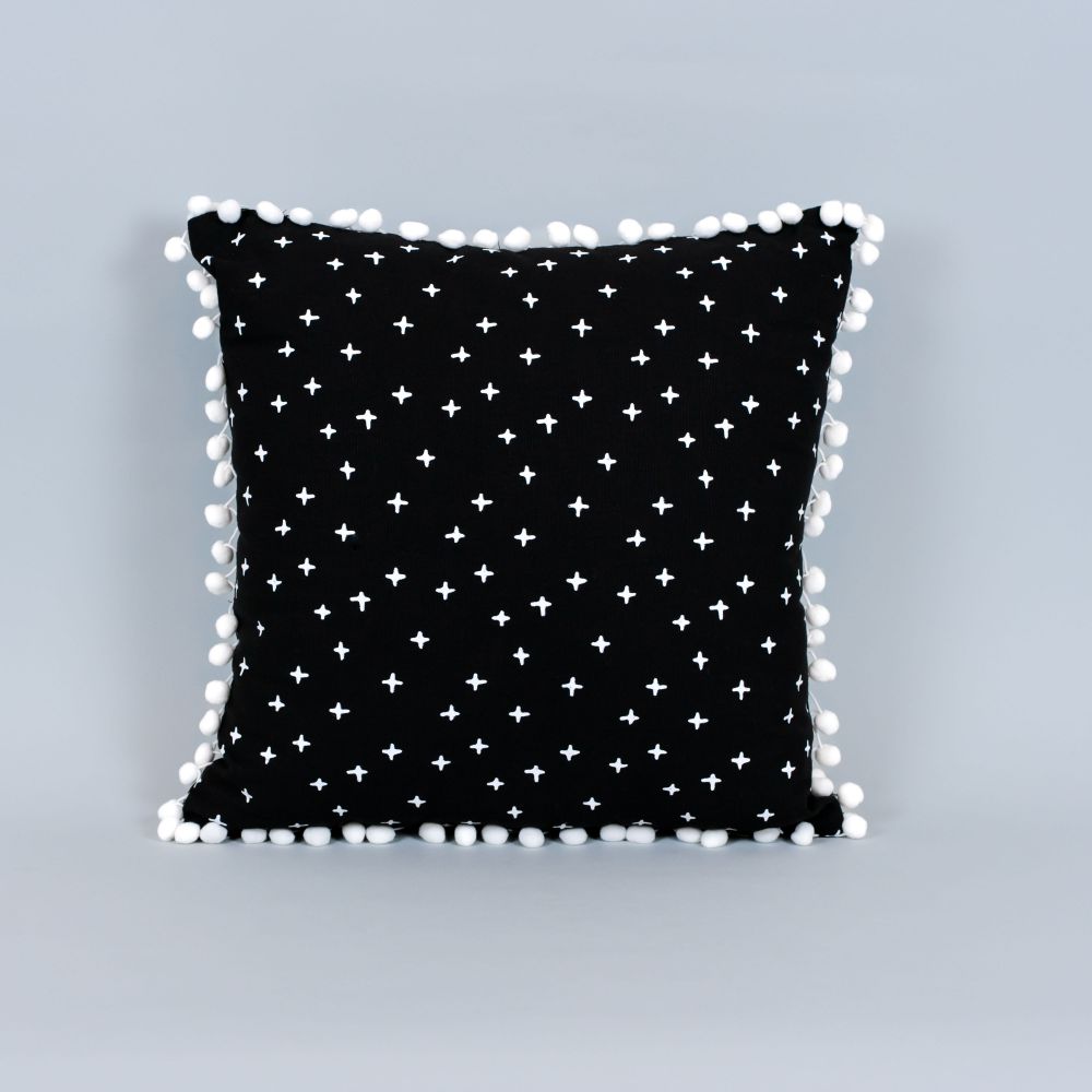 13" Reversible Linen Pillow - Snowflake | Black and White