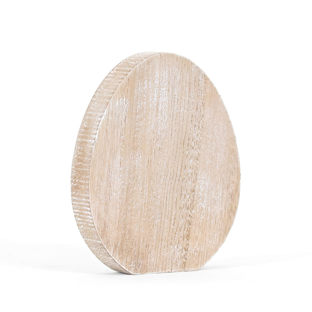 6" Wood Egg Cutout - Natural/White
