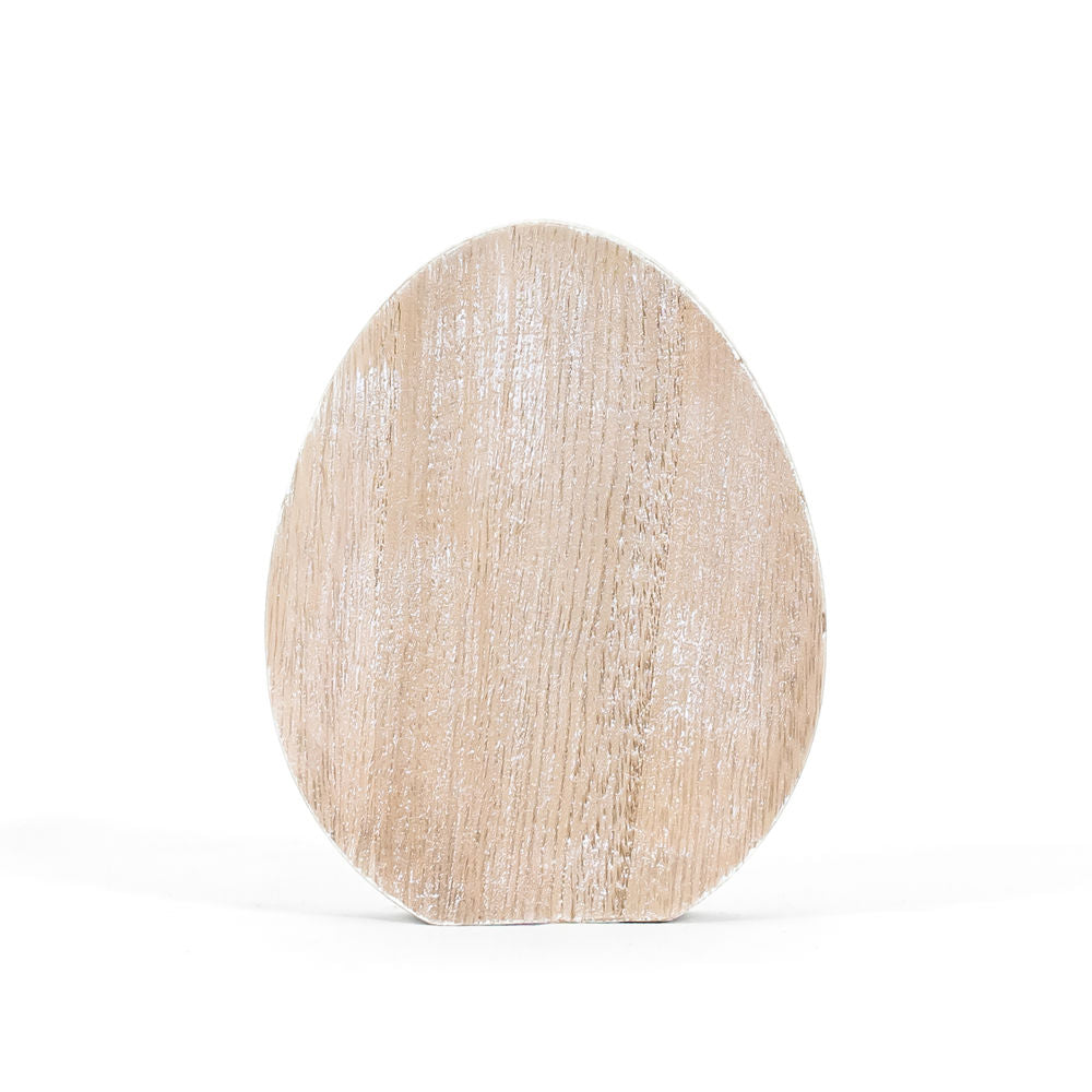 4.75" X 6" X 1" Wood Cutout Shape (Egg) Natural/White