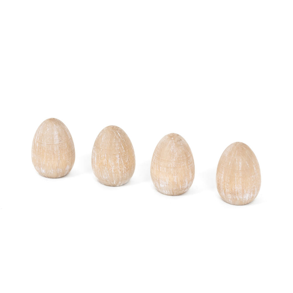 Wood Egg Shapes - Natural and White (Set of 4)