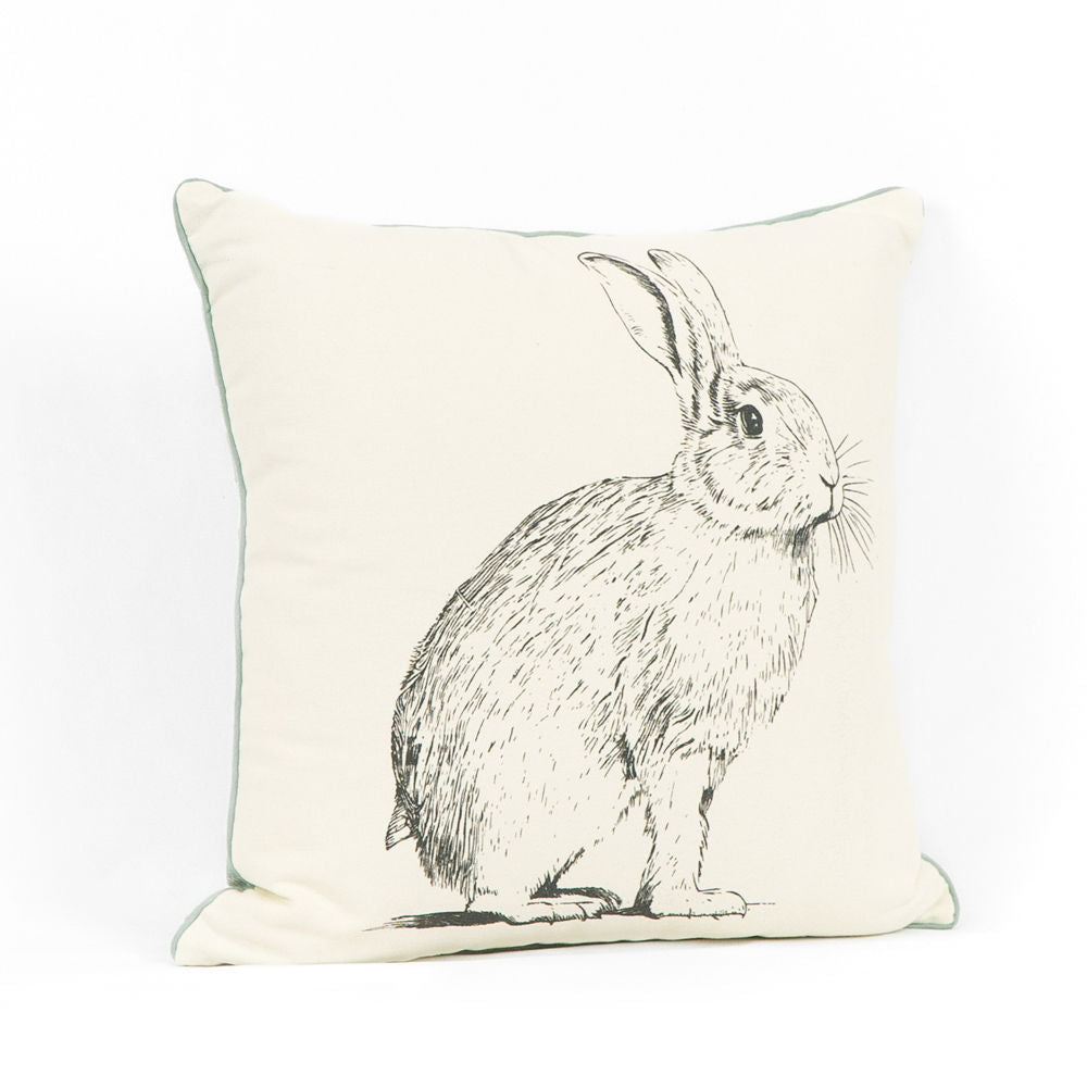 17" Reversible Pillow - Rabbit and Check | Multicolor