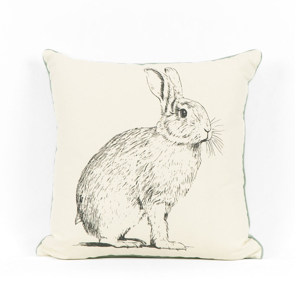 17" Reversible Pillow - Rabbit and Check | Multicolor