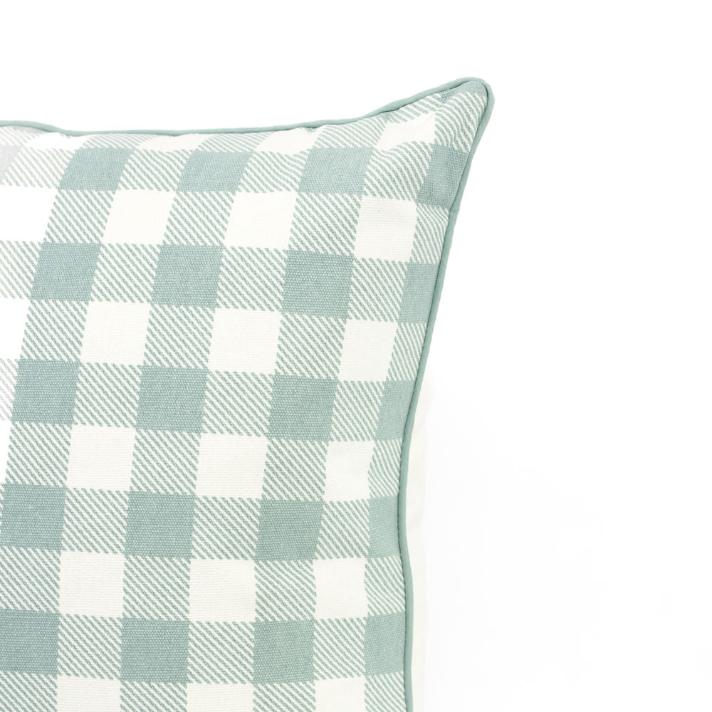 17" Reversible Pillow - Rabbit and Check | Multicolor