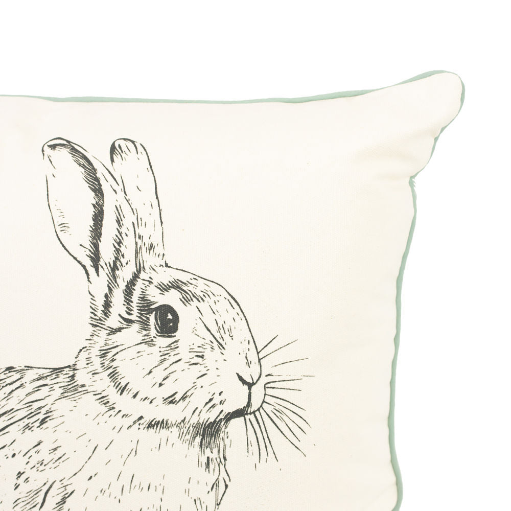 17" Reversible Pillow - Rabbit and Check | Multicolor