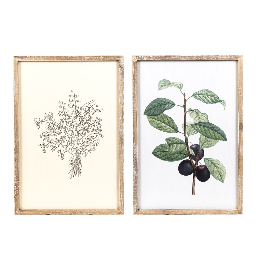 17" X 24.5" X 1.5" Reversible Wood Framed Sign (Flowers/Fruit) Multicolor