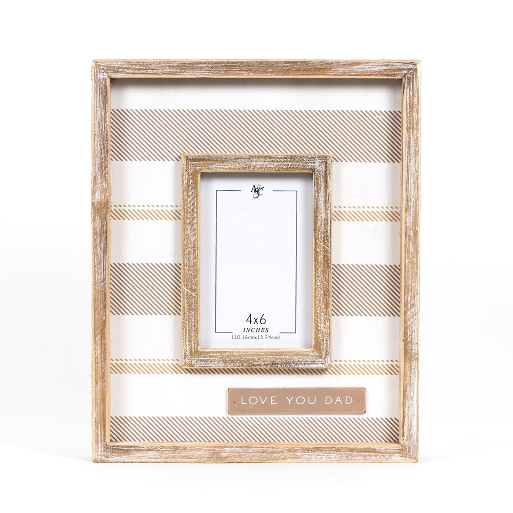 10x13x1.5 wood photo frame (LOVE DAD) multi (4x6)