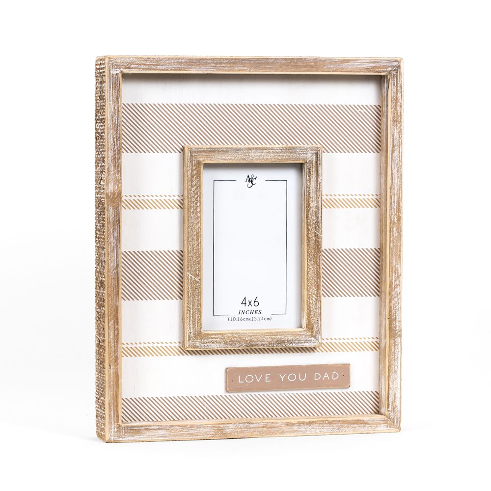 10" x 13" Wood Photo Frame - Love You Dad | Holds 4x6 Photo
