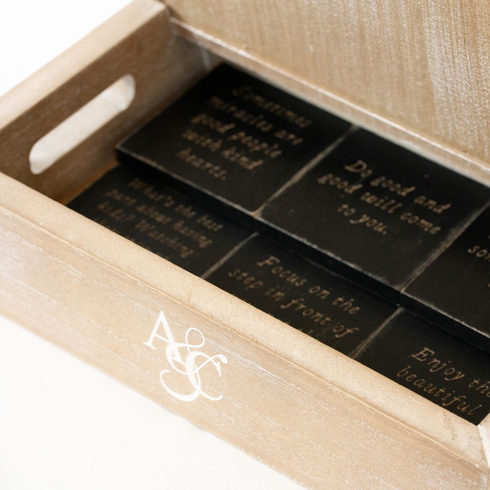 3" Wood Inspirational Magnets - Black and White (Set of 9)