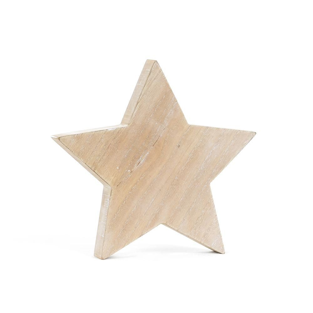 8" Chunky Wood Shape - Star | Natural and White