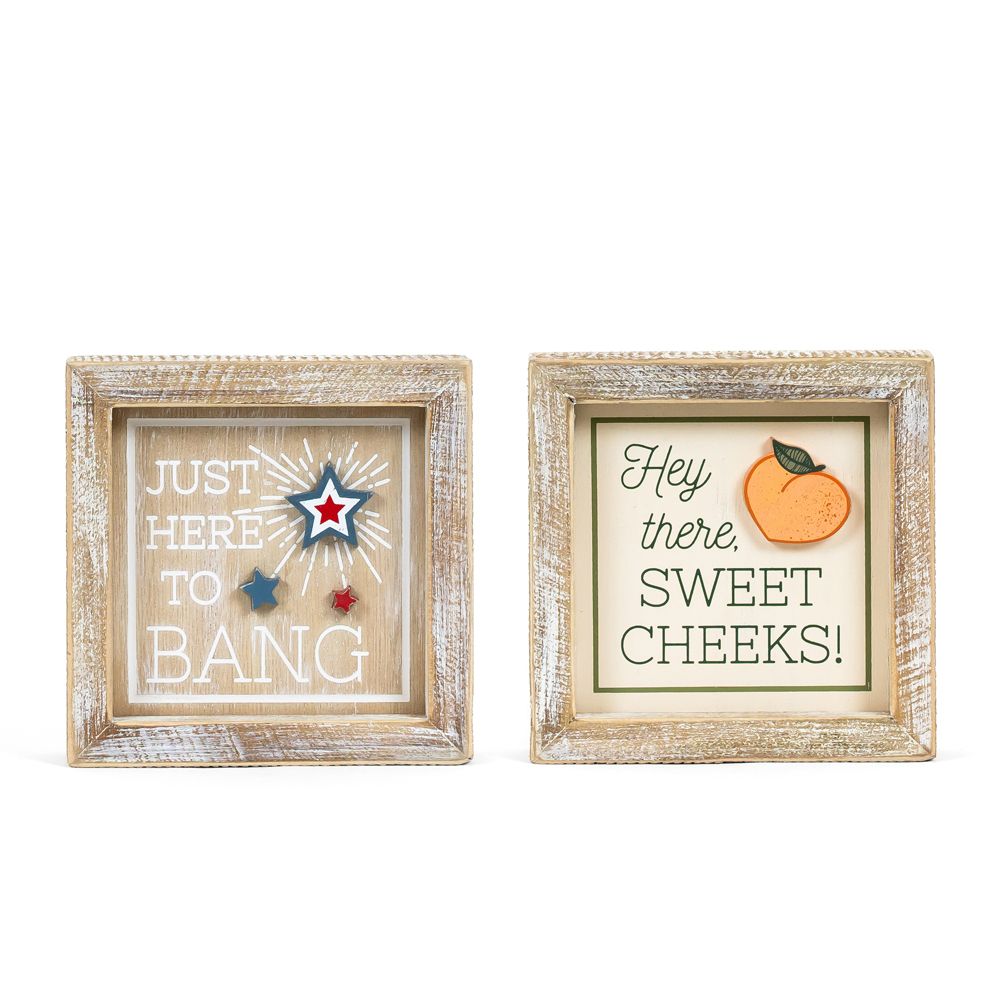 5x5x1.5 rvs wood frame sign (CHEEKS/BANG)