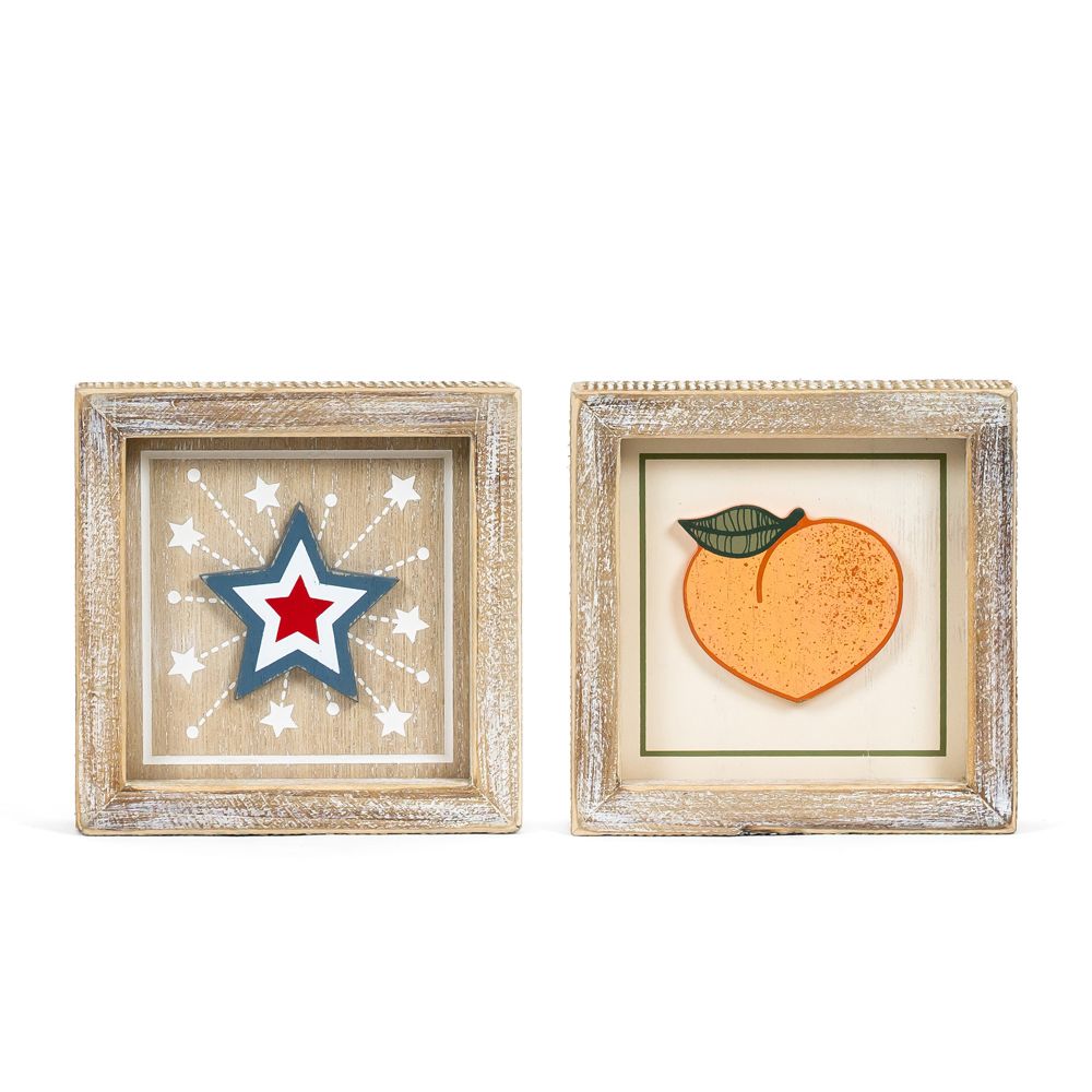 5x5x1.5 rvs wood frame sign (STAR/PEACH)