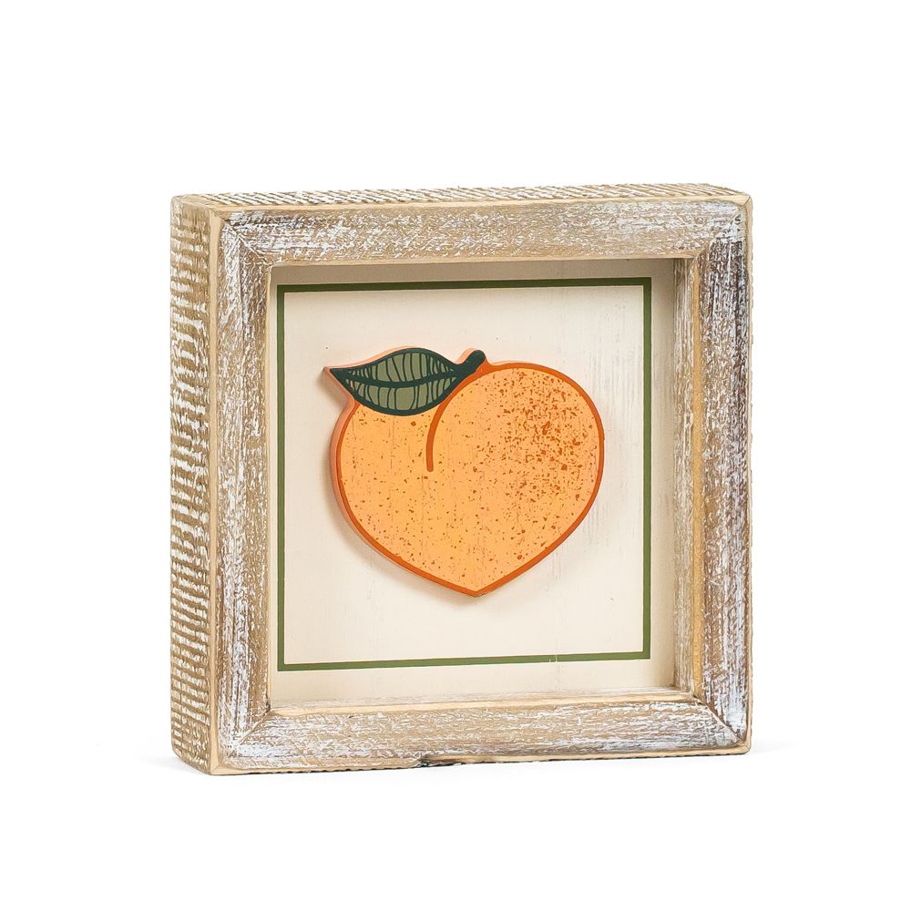 5" Reversible Wood Frame Sign - Stars/Peach
