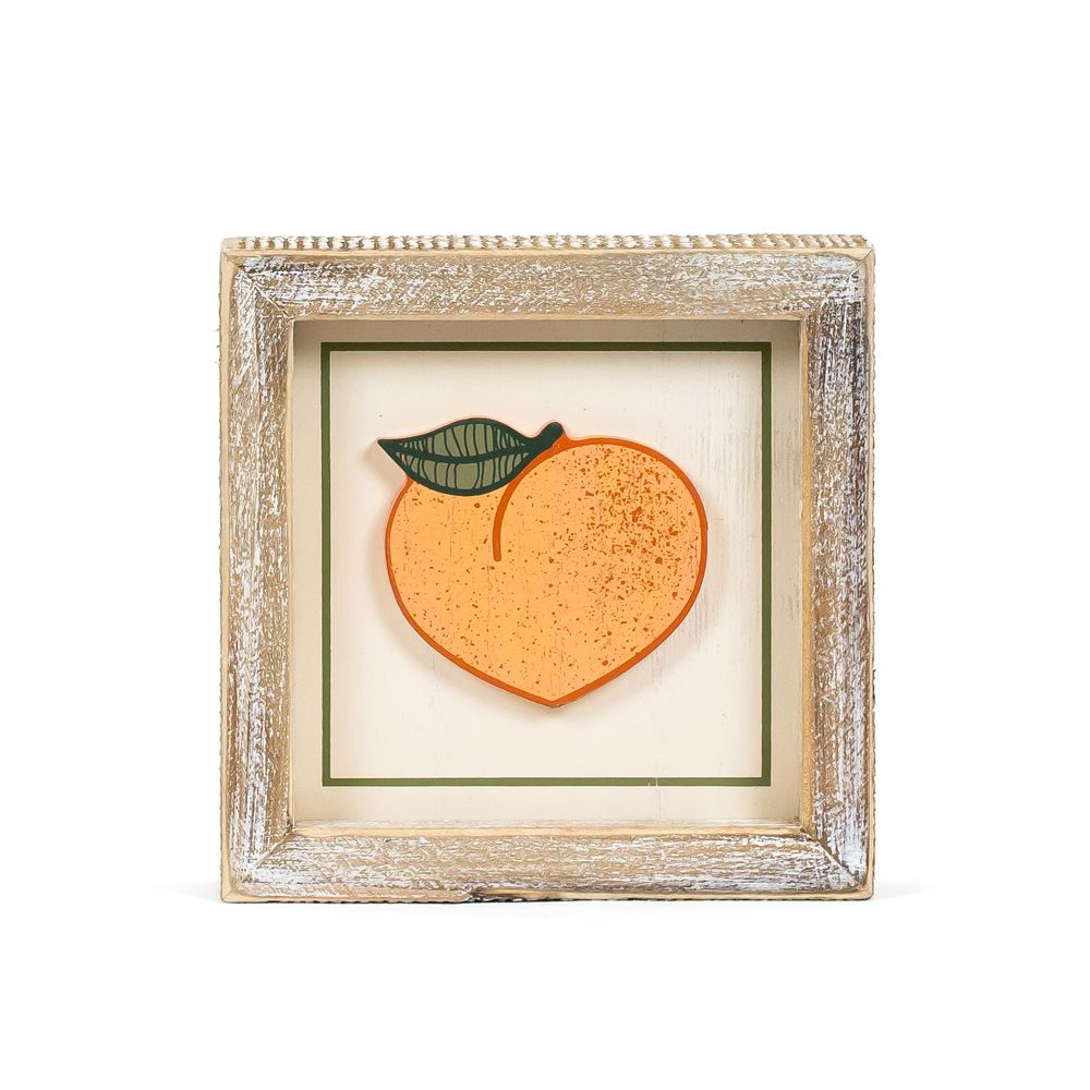 5" Reversible Wood Frame Sign - Stars/Peach