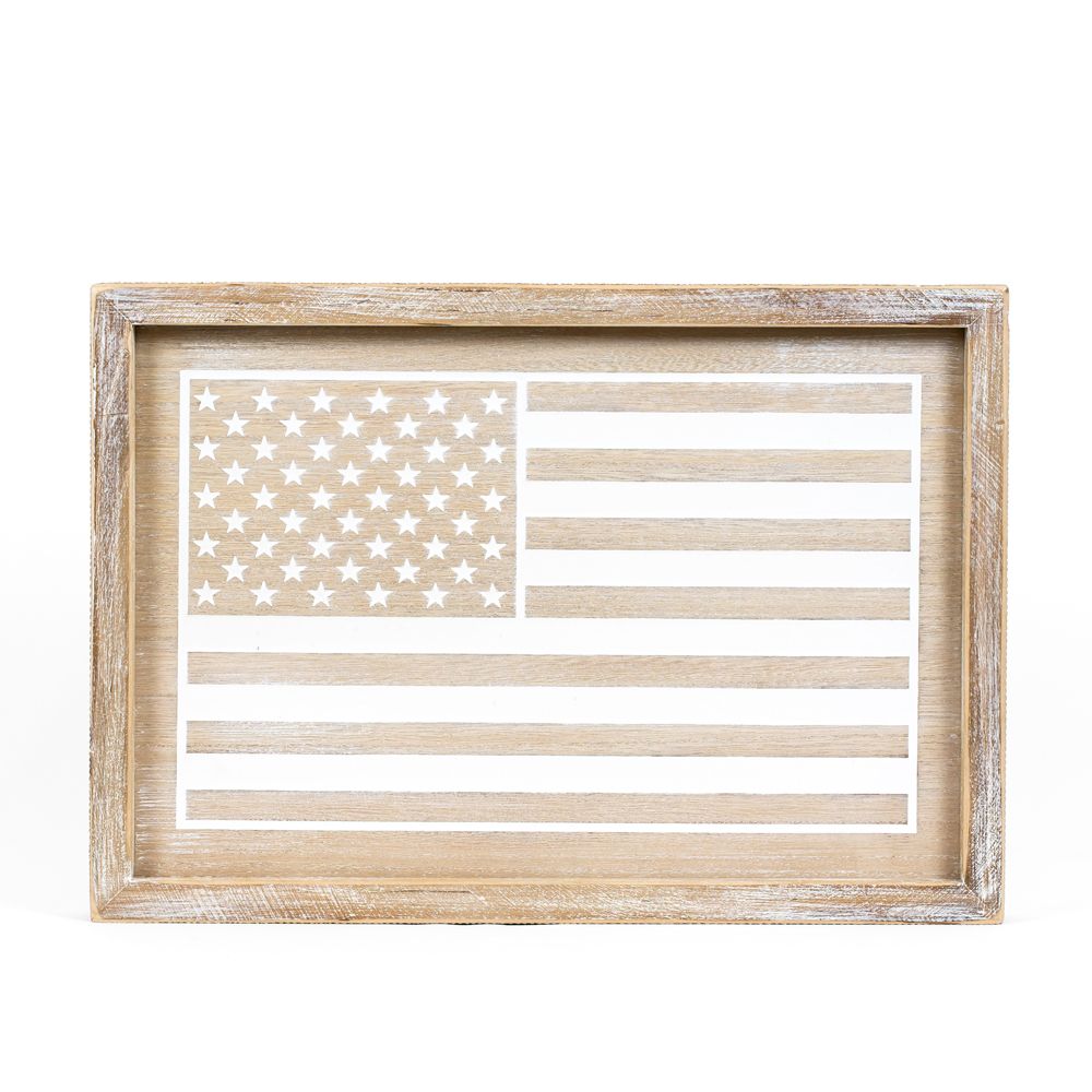 17" x 12"Reversible Wood Framed Sign - Life is a Peach and American Flag | Multicolor