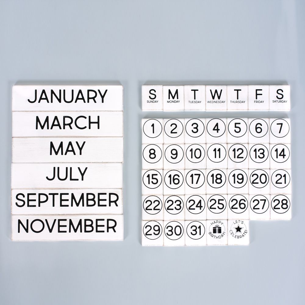 10x18x.25 bag 46 pcs 2x2x.25 (CALENDAR) wh/bk