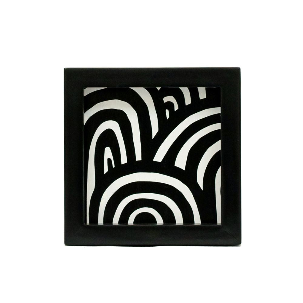 5" Reversible Wood Frame Sign - Rainbow/Leaf | Black and White