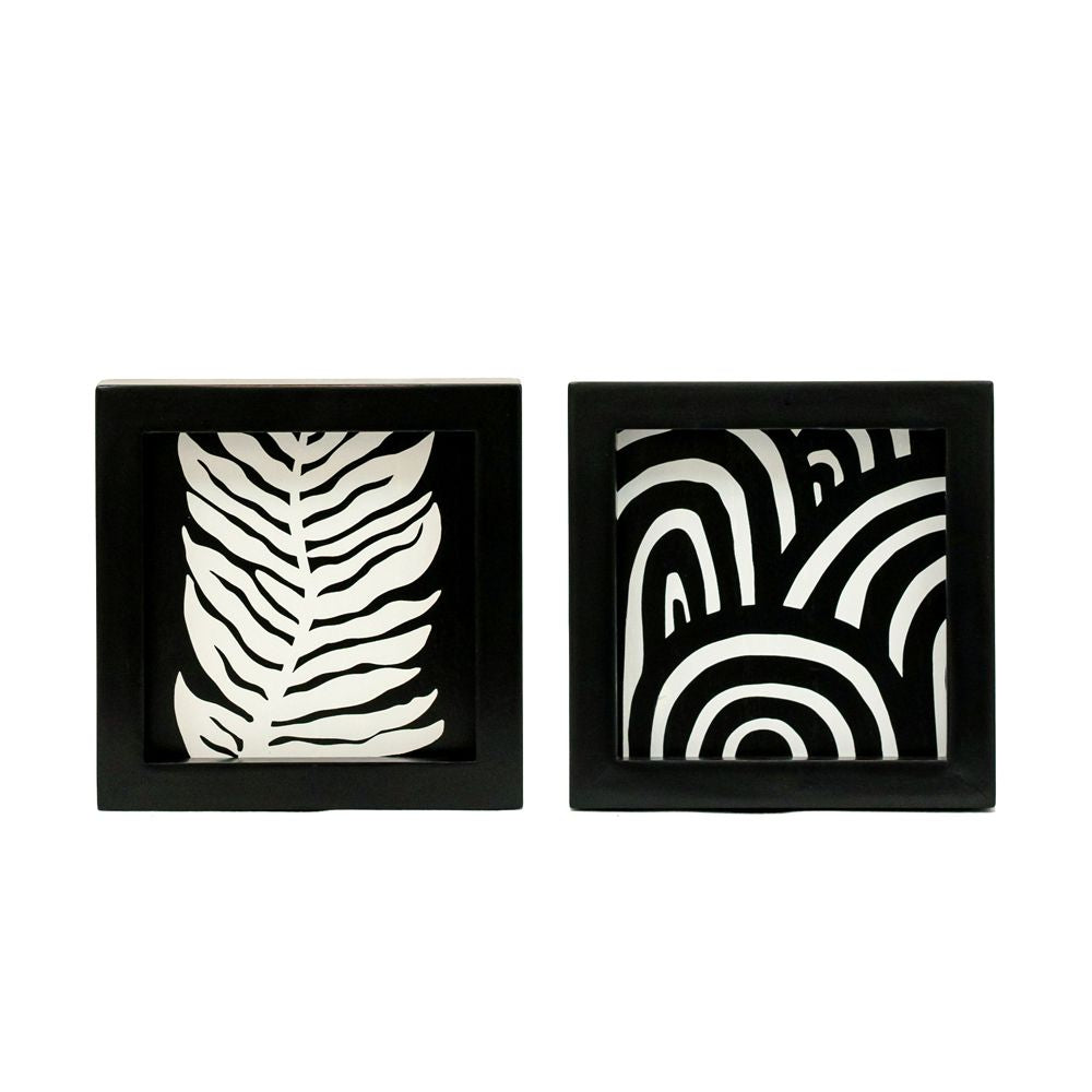 5x5x1.5 rvs wood frame sign (RAINBOW/LEAF) bk/wh