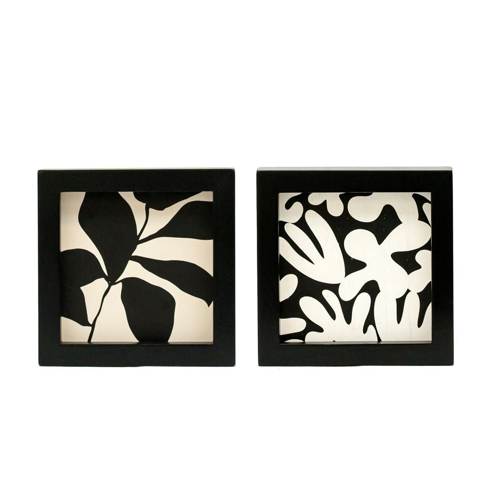 5x5x1.5 rvs wood frame sign (NATURE/LEAF) bk/wh