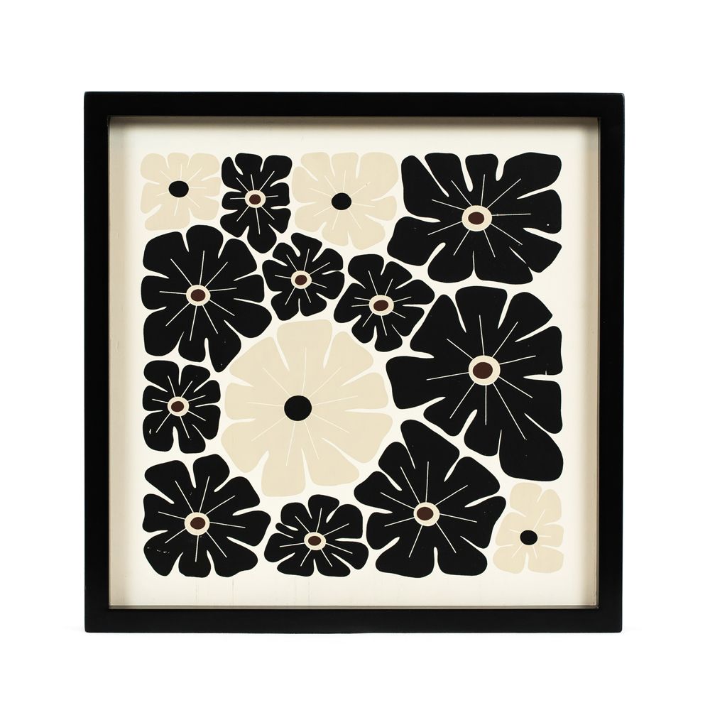13" Reversible Wood Frame Sign - Flower | Multicolor