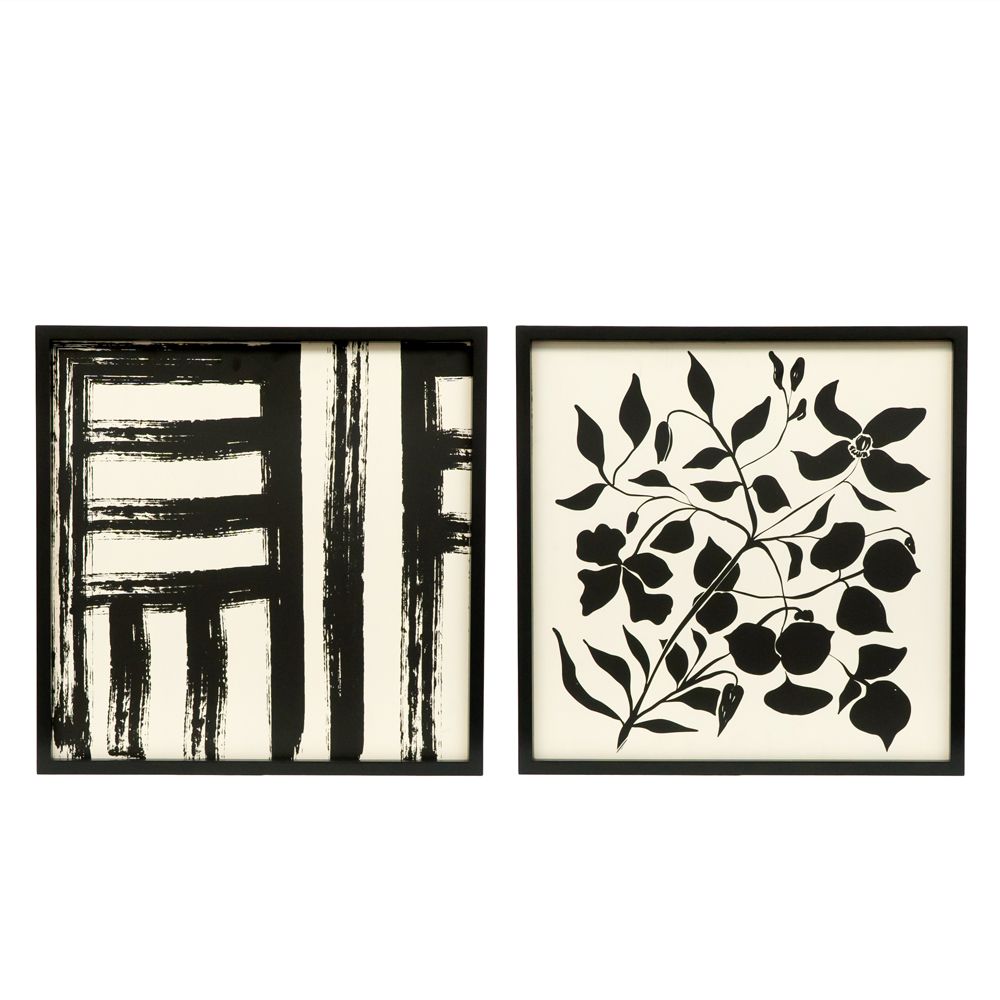 24x24x1.5 rvs wood frame sign (LINE/FLORAL) wh/bk