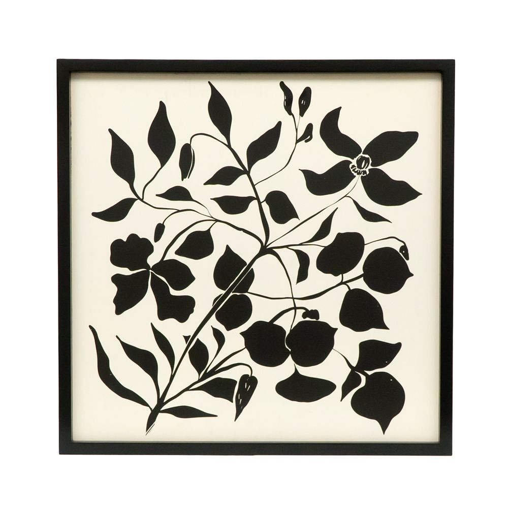 24" Reversible Wood Frame Sign - Line/Floral | White and Black