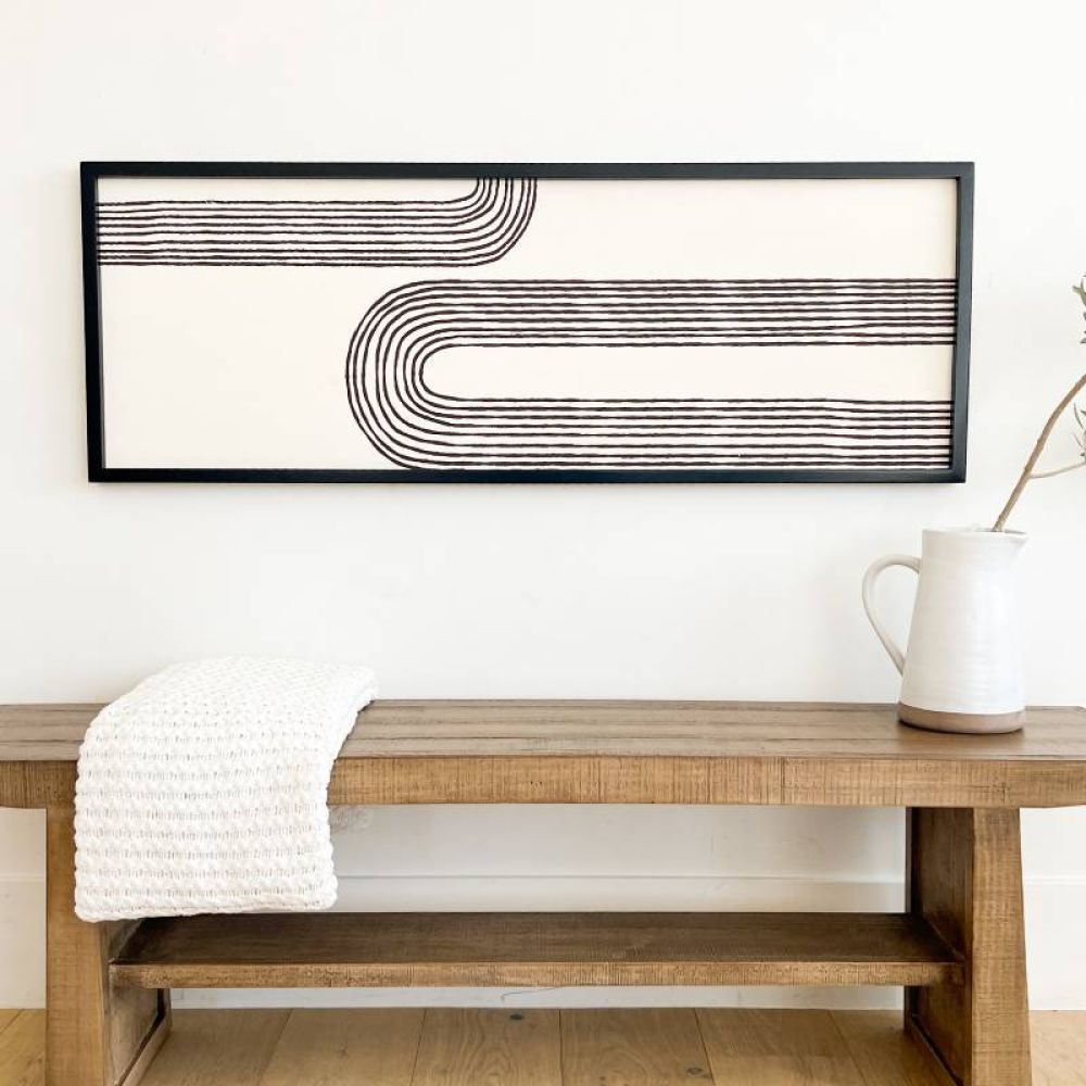 47" x 17" Reversible Wood Frame Sign - Arch/Dots | White and Black