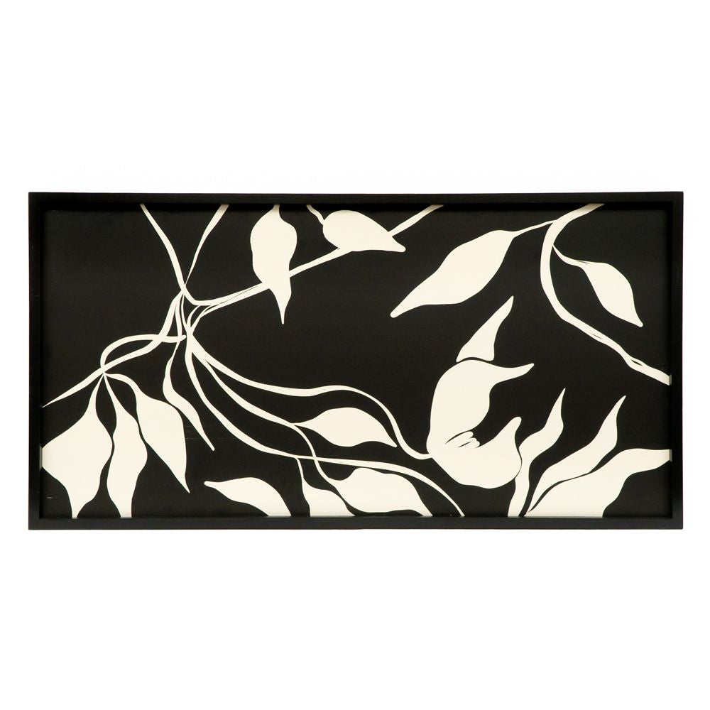24" x 47" Reversible Wood Frame Sign - Ampersand/Leaves | Black and White