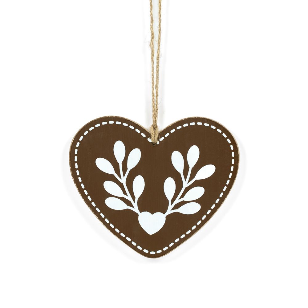 5" Reversible Wood Ornament - Heart | Brown and Tan